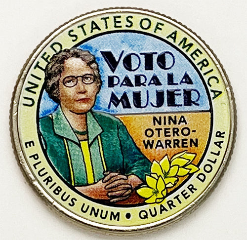 2022 Colorize, Gold Plated, Birth Year Sets, and Christmas Ornament American Women Quarter Nina Otero-Warren - back