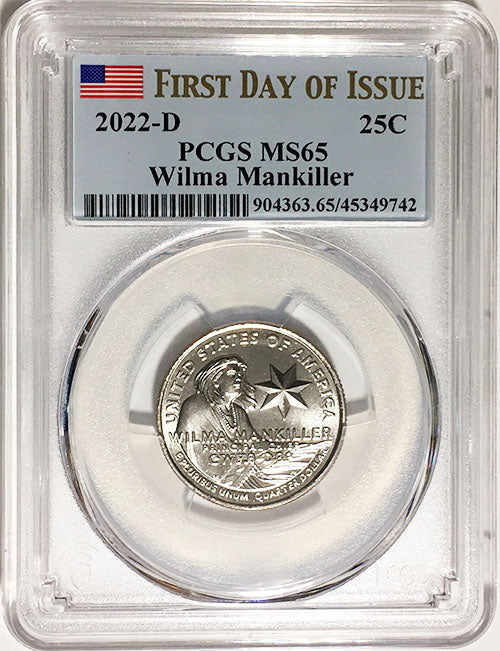 2022 PCGS Certified American Women Quarters Wilma Mankiller First Day of Issue Label - back