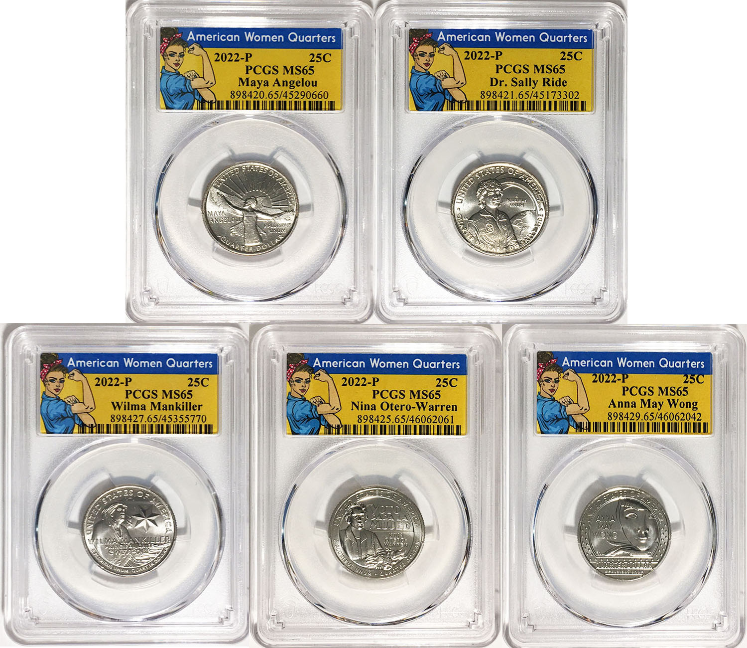 2022 PCGS BU Certified American Women Quarter Sets Rosie Label - back