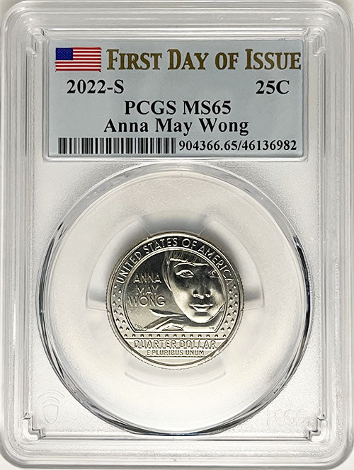 2022 PCGS Certified American Women Quarters Anna May Wong First Day of Issue Label - back