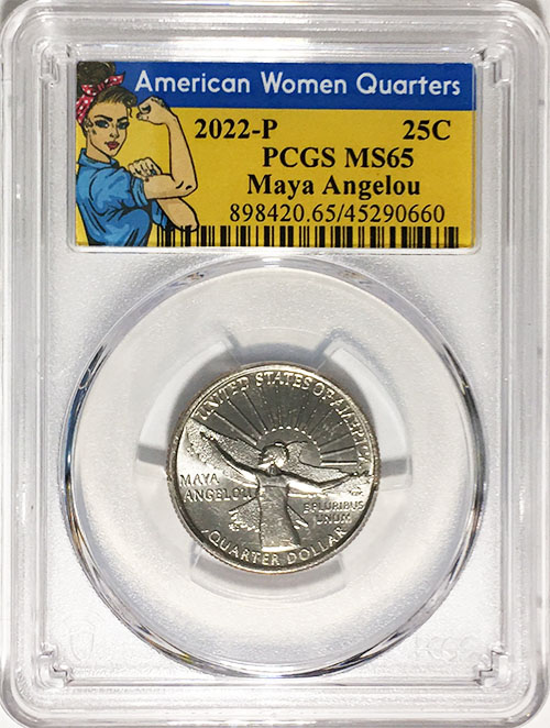 2022 P BU American Women Quarter Maya Angelou PCGS MS 65 Rosie Label