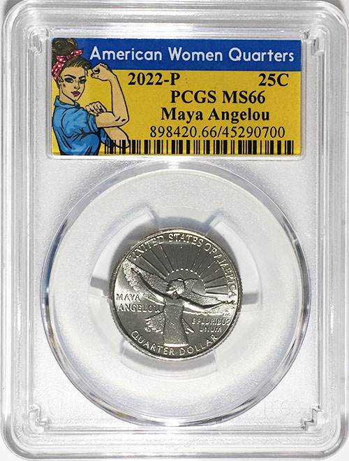 2022 P BU American Women Quarter Maya Angelou PCGS MS 66 Rosie Label