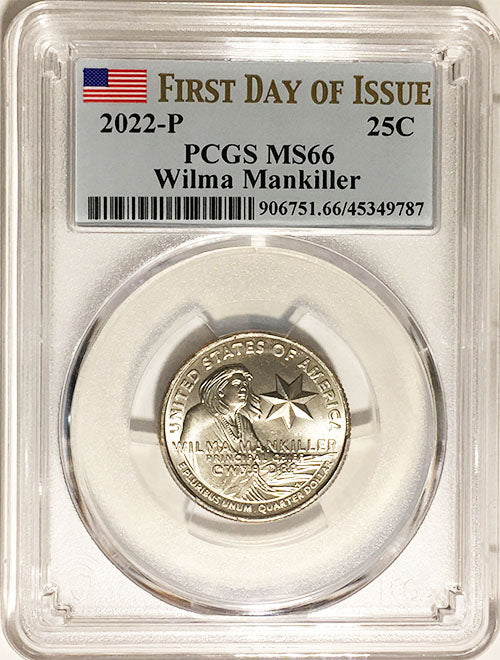 2022 PCGS Certified American Women Quarters Wilma Mankiller First Day of Issue Label - back