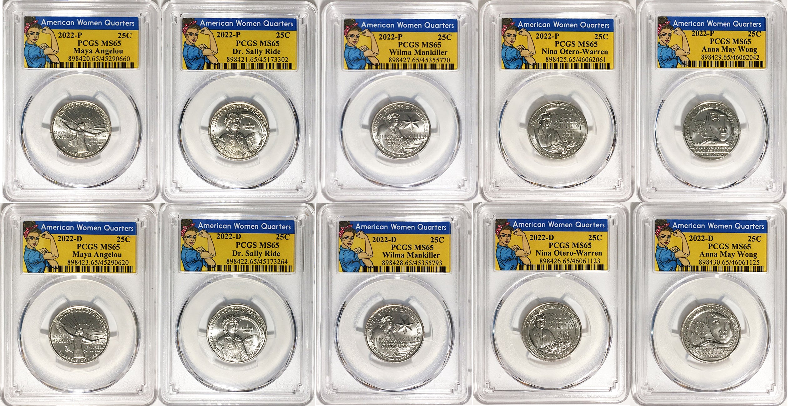 2022 PCGS BU Certified American Women Quarter Sets Rosie Label - back