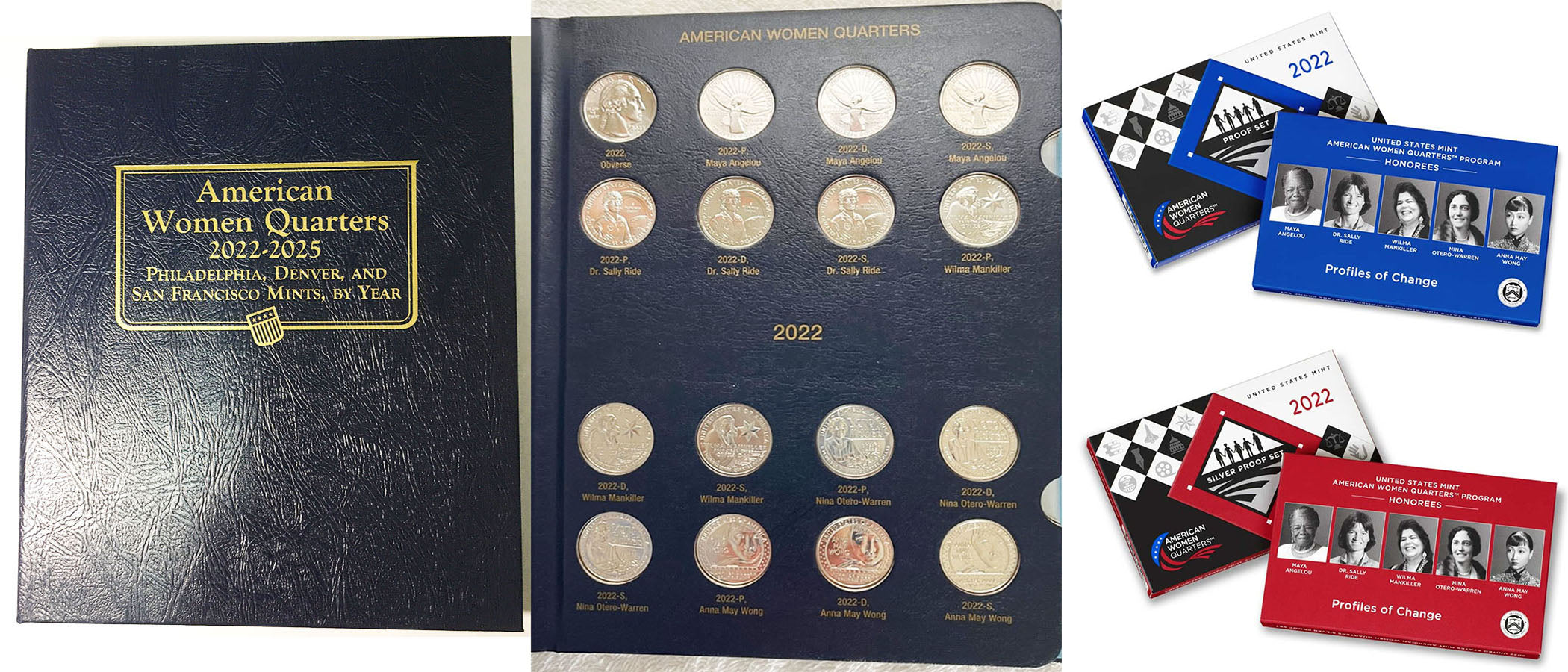 2022 - 25 Coin Folders and Albums with Quarters - inside