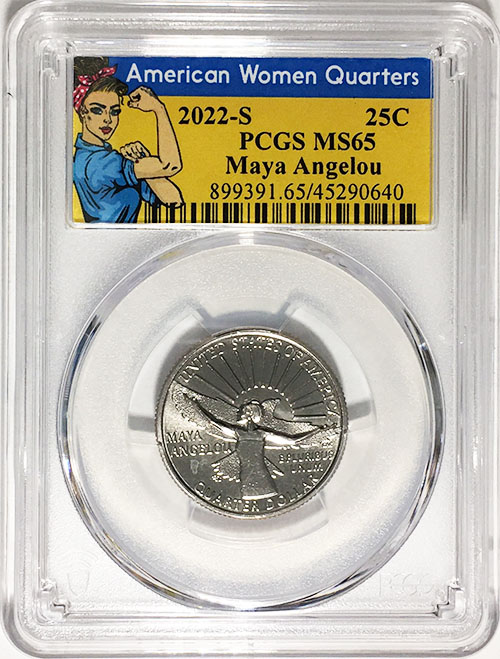 2022 S BU American Women Quarter Maya Angelou PCGS MS 65 Rosie Label