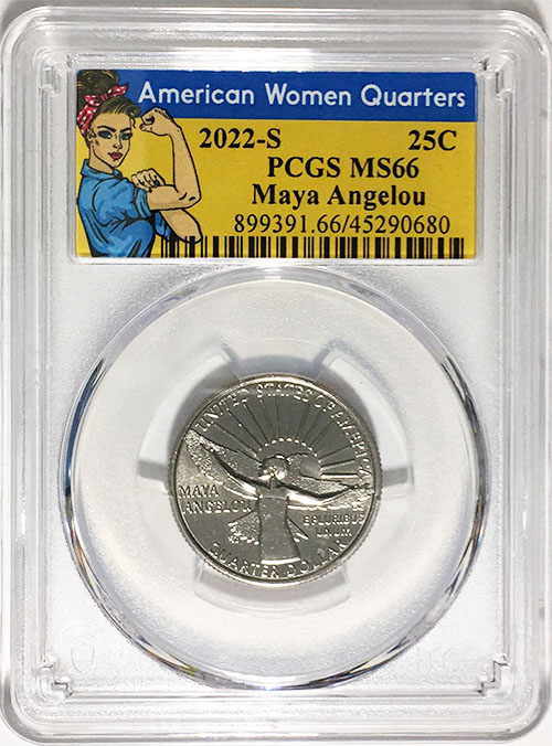 2022 S BU American Women Quarter Maya Angelou PCGS MS 66 Rosie Label