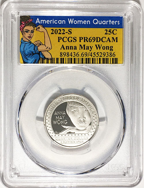 2022 Certified Mint State and Proof American Women Quarters Anna May Wong Rosie Label - back
