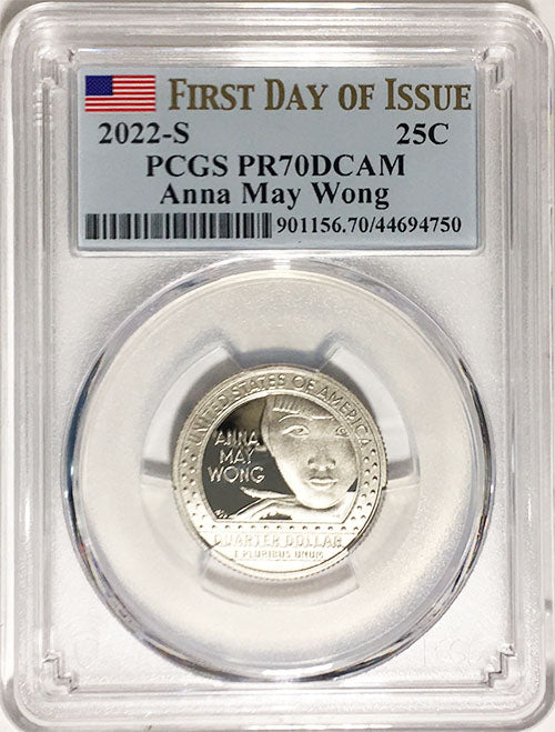 2022 PCGS Certified American Women Quarters Anna May Wong First Day of Issue Label - back