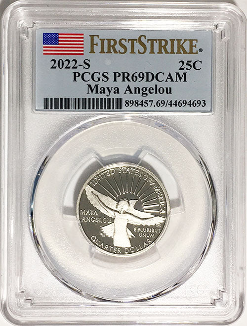 2022 Certified Mint State and Proof American Women Quarters Maya Angelou First Strike Labels - back