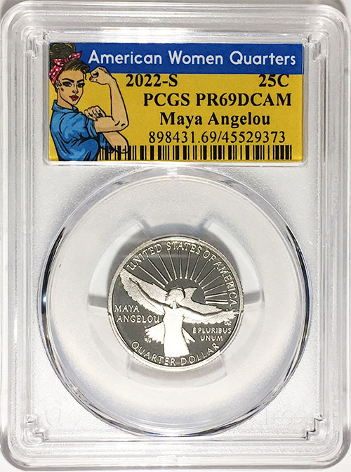 2022 S Clad Proof American Women Quarter Maya Angelou PCGS PR 69 DCAM Rosie Label