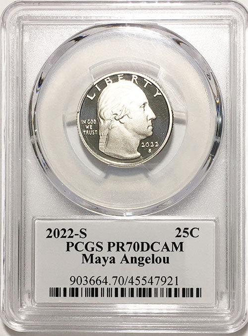 2022 Certified Clad and Silver Proofs American Women Quarters Maya Angelou Stephanie Sabin Labels - front