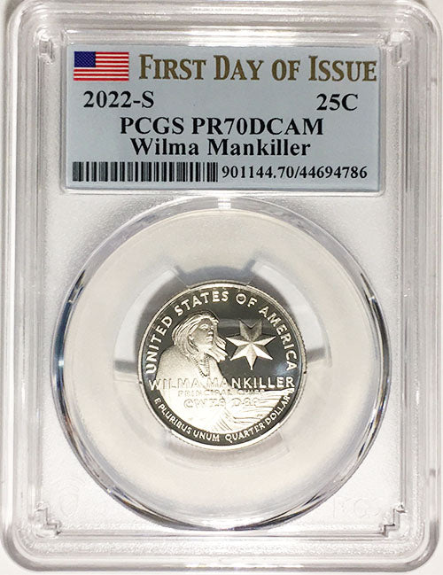 2022 PCGS Certified American Women Quarters Wilma Mankiller First Day of Issue Label - back