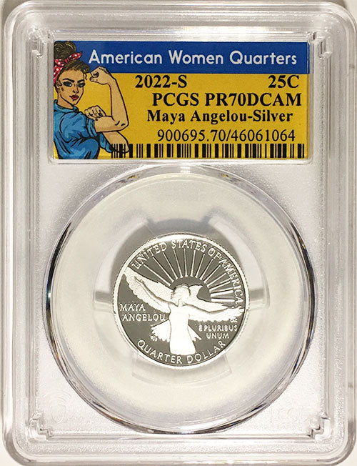 2022 Certified Mint State and Proof American Women Quarters Maya Angelou Rosie Labels - back