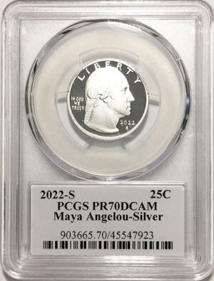 2022 Certified Clad and Silver Proofs American Women Quarters Maya Angelou Stephanie Sabin Labels - front