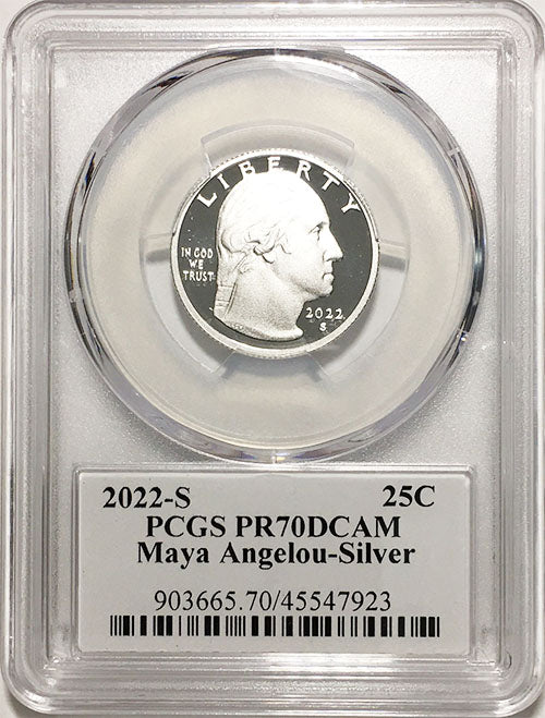 2022 Certified Clad and Silver Proofs American Women Quarters Maya Angelou Stephanie Sabin Labels - front