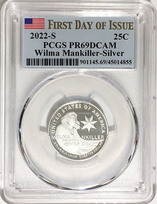 2022 PCGS Certified American Women Quarters Wilma Mankiller First Day of Issue Label - back