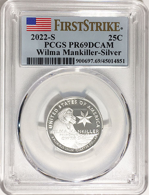 2022 PCGS Certified American Women Quarters Wilma Mankiller First Strike Label - back