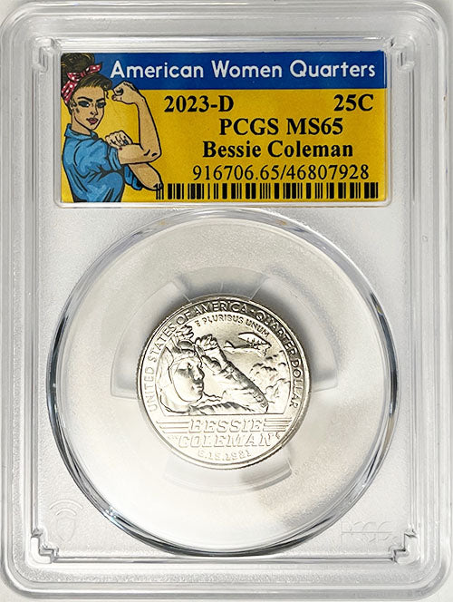 2023 PCGS Certified American Women Quarter Bessie Coleman Rosie Label - back