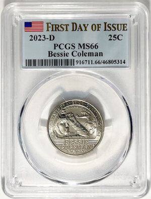 2023 PCGS Certified American Women Quarter Bessie Coleman First Day of Issue Label - back
