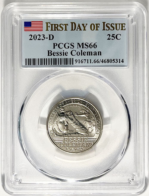 2023 PCGS Certified American Women Quarter Bessie Coleman First Day of Issue Label - back