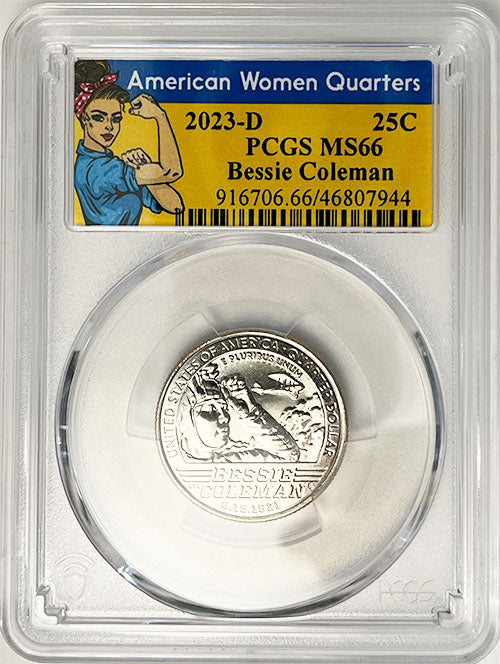 2023 PCGS Certified American Women Quarter Bessie Coleman Rosie Label - back