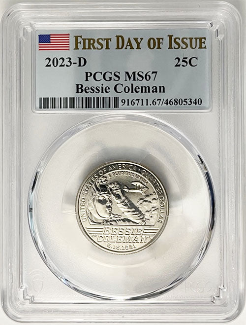 2023 PCGS Certified American Women Quarter Bessie Coleman First Day of Issue Label - back