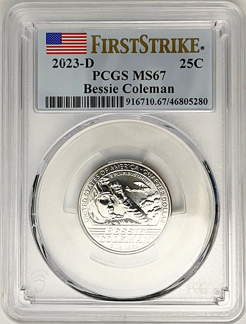 2023 PCGS Certified American Women Quarter Bessie Coleman First Strike Label - back