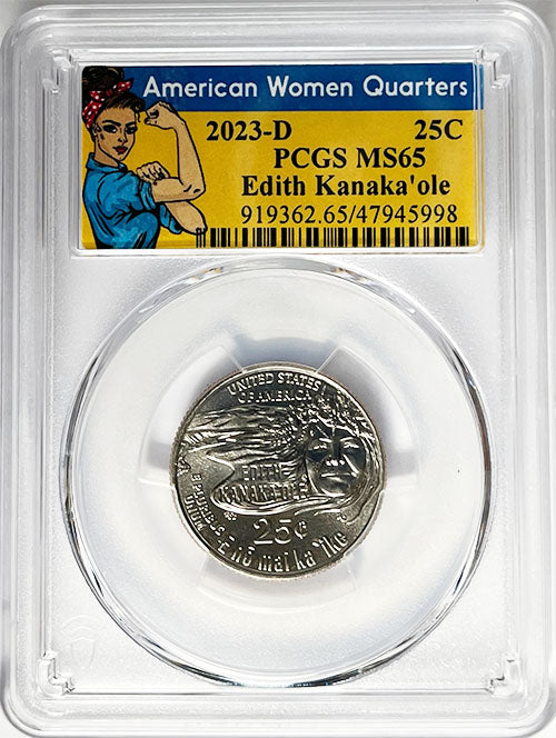 2023 PCGS Certified American Women Quarter Edith Kanakaole Rosie Label - back