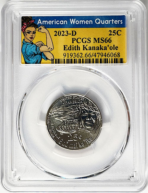 2023 PCGS Certified American Women Quarter Edith Kanakaole Rosie Label - back