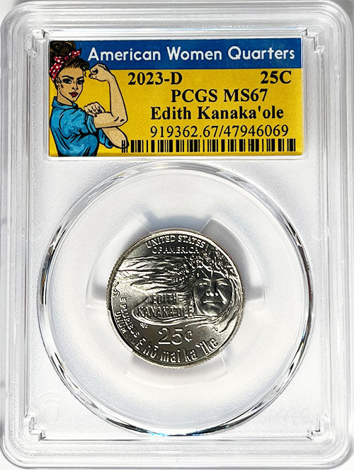 2023 PCGS Certified American Women Quarter Edith Kanakaole Rosie Label - back