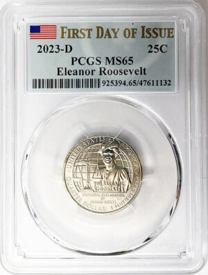 2023 PCGS Certified American Women Quarter Eleanor Roosevelt First Day of Issue Label - back