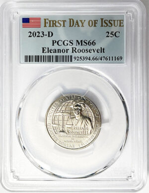 2023 PCGS Certified American Women Quarter Eleanor Roosevelt First Day of Issue Label - back