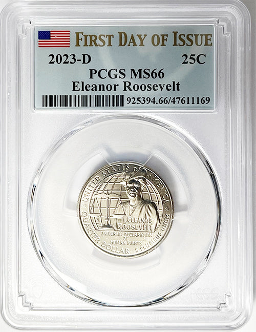 2023 PCGS Certified American Women Quarter Eleanor Roosevelt First Day of Issue Label - back