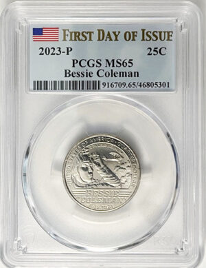 2023 PCGS Certified American Women Quarter Bessie Coleman First Day of Issue Label - back