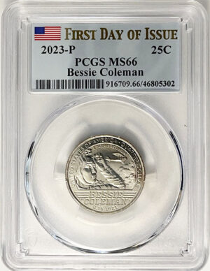 2023 PCGS Certified American Women Quarter Bessie Coleman First Day of Issue Label - back