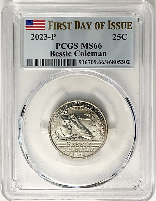 2023 PCGS Certified American Women Quarter Bessie Coleman First Day of Issue Label - back