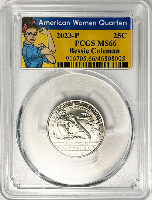 2023 PCGS Certified American Women Quarter Bessie Coleman Rosie Label - back