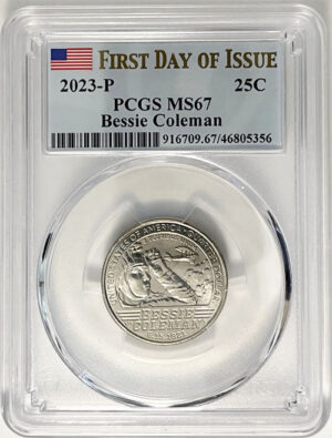 2023 PCGS Certified American Women Quarter Bessie Coleman First Day of Issue Label - back