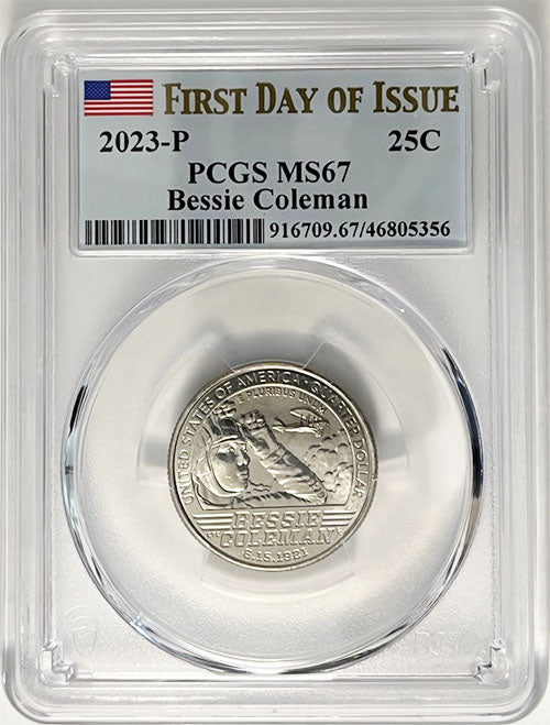 2023 PCGS Certified American Women Quarter Bessie Coleman First Day of Issue Label - back