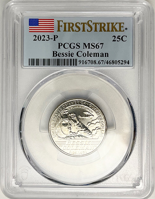 2023 PCGS Certified American Women Quarter Bessie Coleman First Strike Label - back