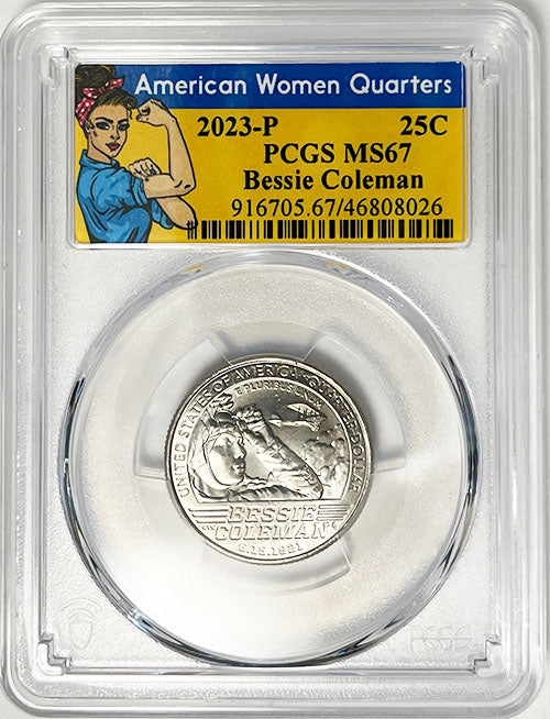2023 PCGS Certified American Women Quarter Bessie Coleman Rosie Label - back