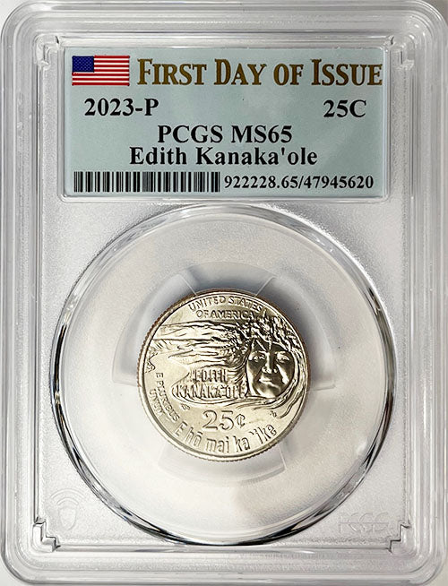 2023 PCGS Certified American Women Quarter Edith Kanakaole First Day of Issue Label - back