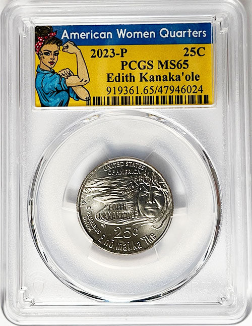 2023 PCGS Certified American Women Quarter Edith Kanakaole Rosie Label - back