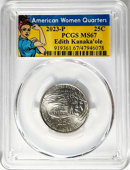 2023 PCGS Certified American Women Quarter Edith Kanakaole Rosie Label - back