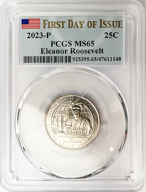 2023 PCGS Certified American Women Quarter Eleanor Roosevelt First Day of Issue Label - back