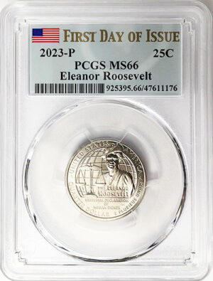 2023 PCGS Certified American Women Quarter Eleanor Roosevelt First Day of Issue Label - back
