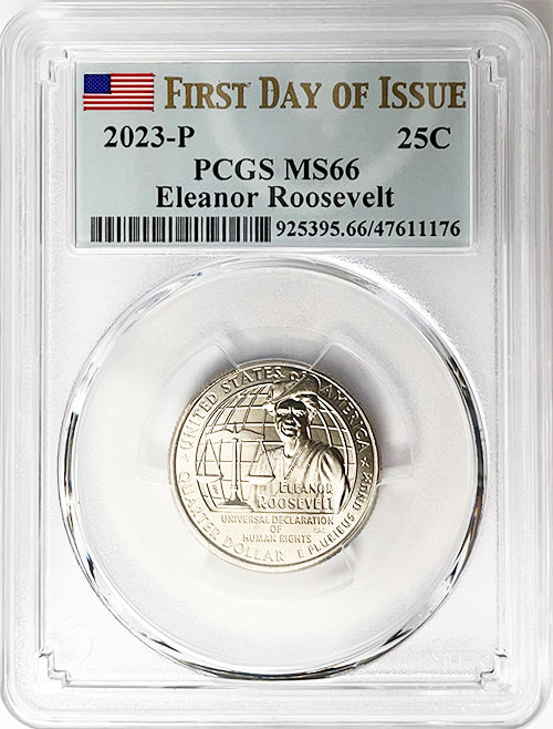 2023 PCGS Certified American Women Quarter Eleanor Roosevelt First Day of Issue Label - back