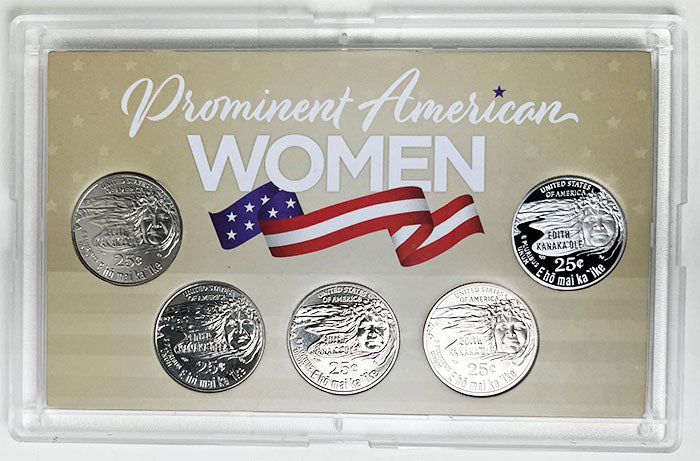 2022 - 25 P,D,S,S,S BU, Clad and Silver Proof American Women Quarters in 3 by 5 Frosty Case - back