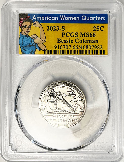 2023 PCGS Certified American Women Quarter Bessie Coleman Rosie Label - back